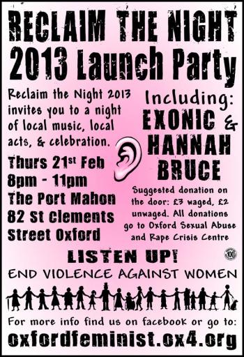 21 Feb 2013 launch of Listen Up! and Reclaim the Night